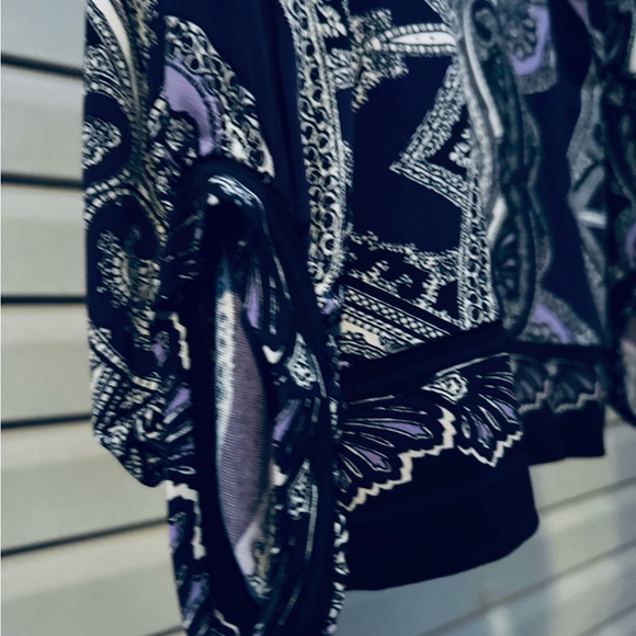 Alfani Black and White Paisley Top with Purple Accents - Picture 5 of 7
